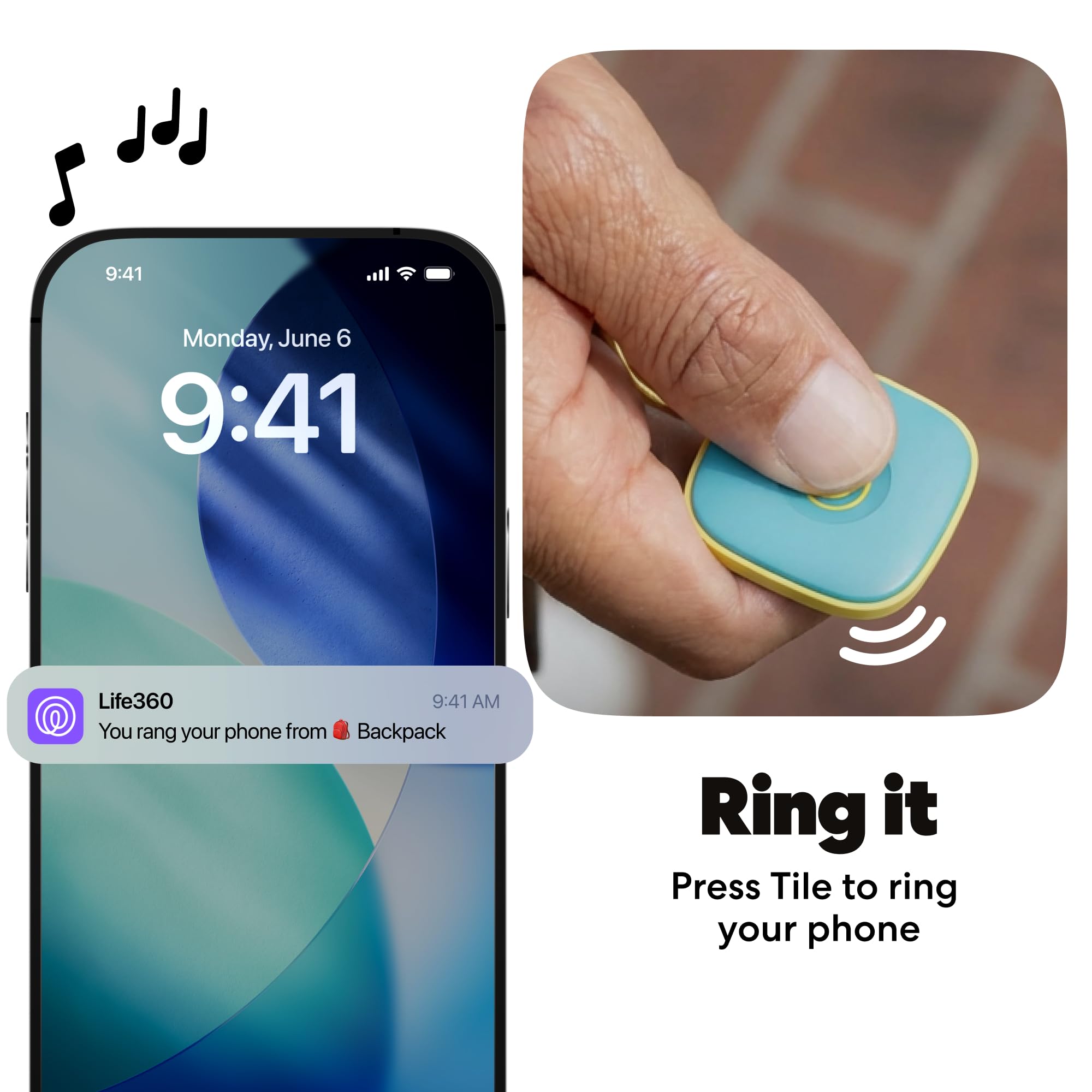 Tile Bluetooth Tracker Aqua Lemon, Item Locator with 350 ft Range, SOS Alert, Life360 Compatible, Waterproof IP68, iOS & Android