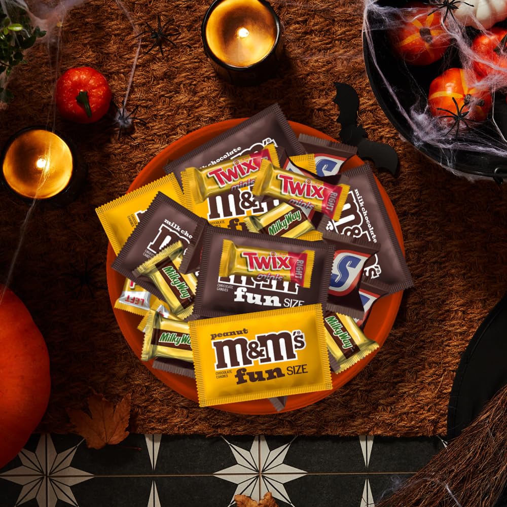 M&M’s, SNICKERS, TWIX & MILKY WAY Halloween Variety Bag – 120PCS Bulk Assortment of Fun Size Chocolate Treats 🍬🎃