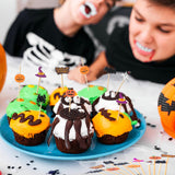150 Pcs Halloween Cocktail Toothpicks – Bamboo Food Picks with Pumpkin, Ghost & Bat Designs