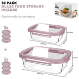 Premium 10-Piece Borosilicate Glass Food Storage Containers Set with Airtight Tempered Lids | Leak-Proof, Oven-Safe & BPA-Free