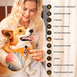 Professional Dog Nail Grinder with 4 LED Lights & Type-C Charging – 3-Speed Quiet Pet Nail Trimmer (Orange)