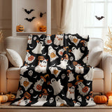 Halloween Flannel Blanket Orange & Black – Soft Warm Cozy Fleece Throw for Couch, Bed & Travel