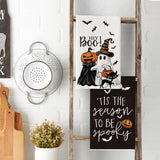 Artoid Mode Ghost Pumpkins Bats Cat Hey Boo Halloween Kitchen Towels Dish Towels, 18x26 Inch Seasonal Decoration Hand Towels Set of 2