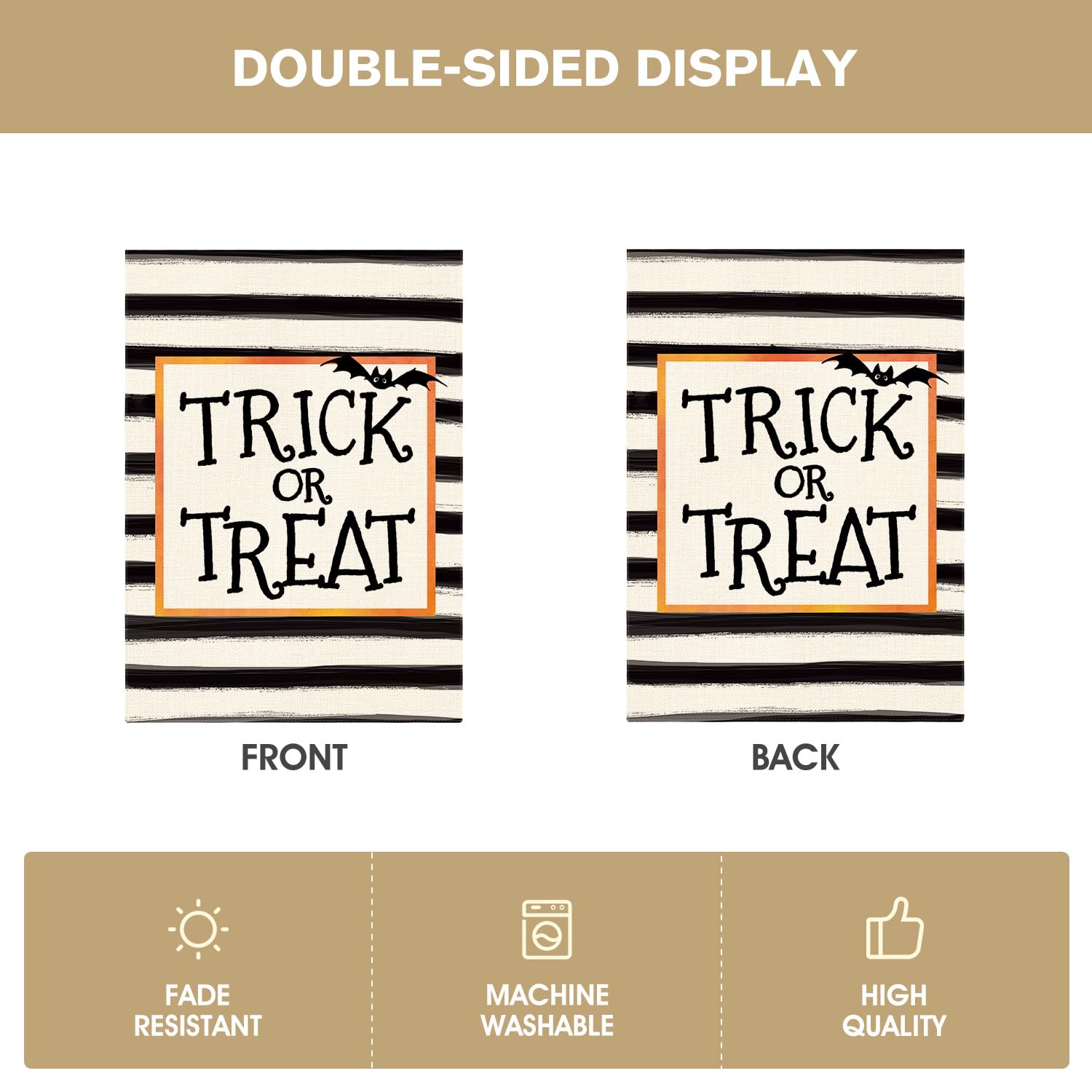 Double-Sided Halloween Garden Flag – Black Durable Polyester Welcome Banner for Yard, Lawn & Porch Decor