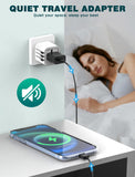 TECSIX Universal Travel Adapter – Compact 2500W Worldwide Plug Adapter for 200+ Countries (White)