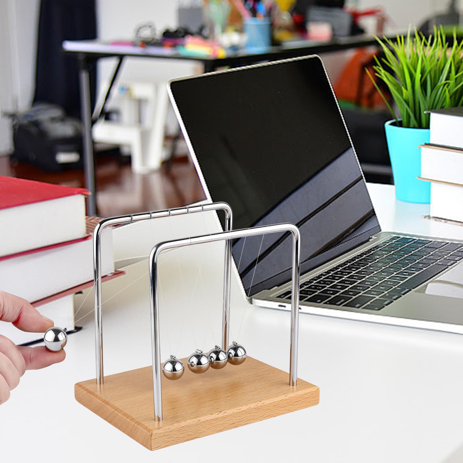 Smilesorg Newton’s Cradle Balance Balls Kinetic Desk Toy Physics Motion Display for Office Décor & Educational Fun