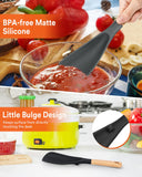Heat-Resistant Silicone Cooking Spoon Set with Wooden Handle – Non-Toxic & Non-Stick Safe