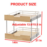 Wide Solid Wood & Wire Pull-Out Cabinet Organizer – Heavy-Duty 2-Tier Slide-Out Shelf