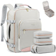LOVEVOOK 40L Airline-Approved Carry-On Travel Backpack with Packing Cubes & Wet Pocket – Gray Pink