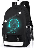 Glow Anime School Backpack with USB Port and Lock