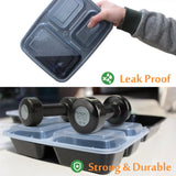 Enther 3-Compartment Meal Prep Containers with Portion Cups – 20 Pack BPA-Free Bento Boxes