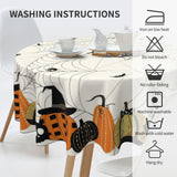 Halloween Round Tablecloth – Black Pumpkin Skull Polyester Cover for Dining & Party Decor (20"–47")