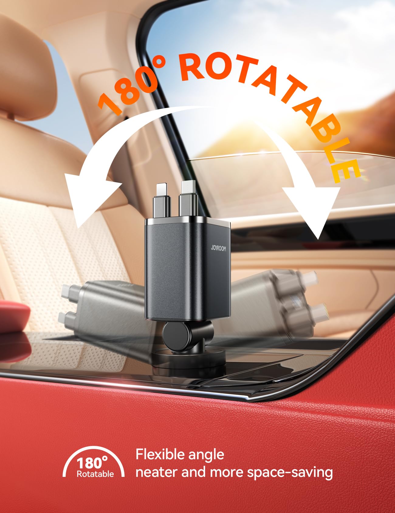 84W 4-in-1 Retractable Car Charger – Fast USB-C & USB Multi-Device Car Charging Station