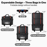 Mixi Expandable Rolling Duffle Bag 120L, Foldable Large-Capacity Travel Bag with Wheels for Men & Women (Black)