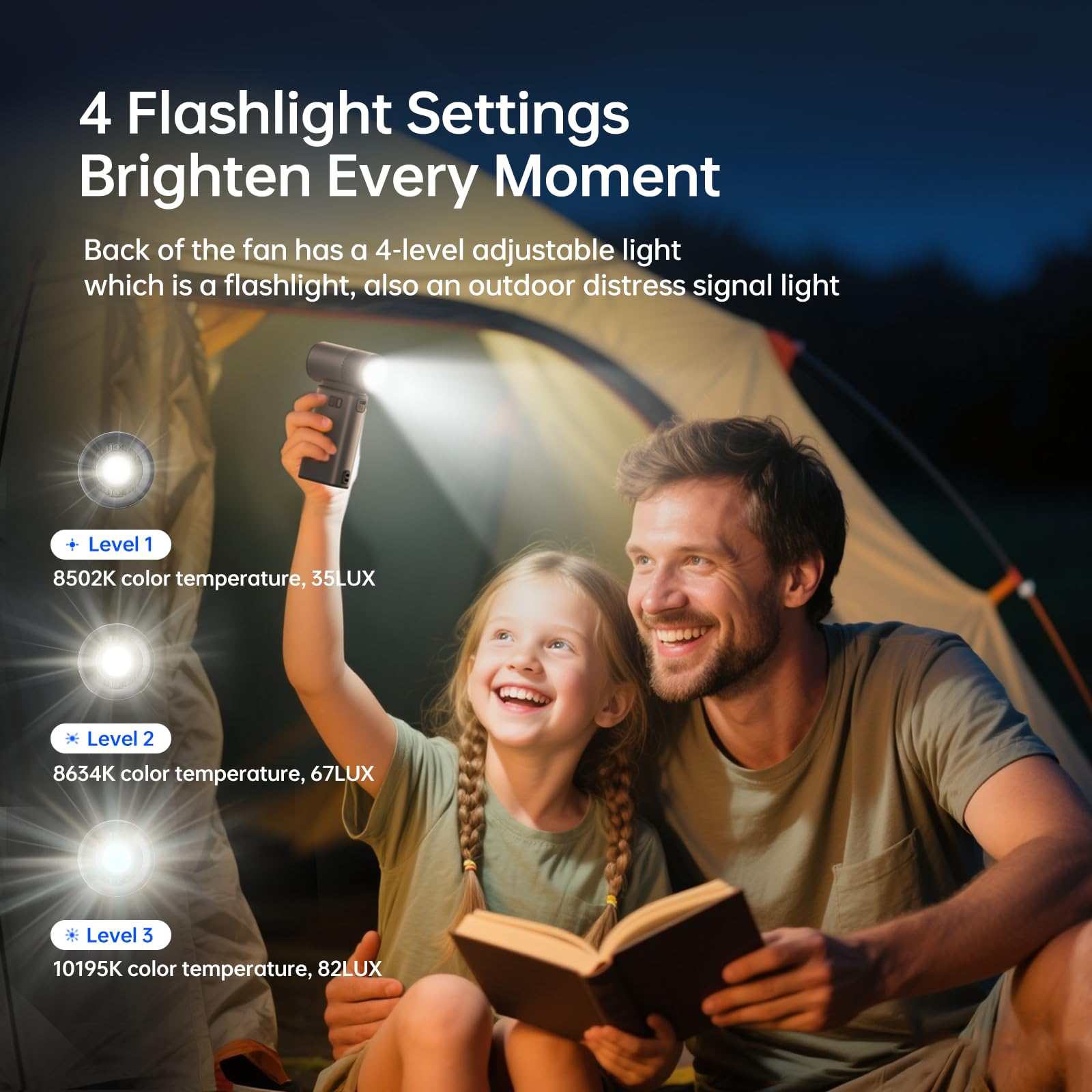 JISULIFE Ultra2 Handheld Turbo Fan – 9000mAh 5-in-1 Personal Fan with 100 Speeds, Power Bank & Flashlight (Grey)