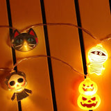Orange Pumpkin Halloween String Lights – 20 LED Battery-Operated Waterproof Fairy Lights with Timer & 8 Modes