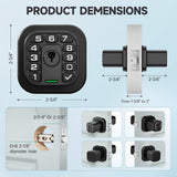 Fingerprint Keypad Door Knob Lock 2 Pack with Same Key, Biometric Smart Entry Lock for Home, Office & Garage Doors