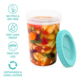 Bentgo Round Meal Prep Containers – 20 Piece 32 oz Reusable Set with Leak-Proof Twist Lids