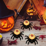 Halloween Spider Eyeball LED Tea Light Candles – 6PCS Battery-Operated Flameless Lights with Timer (Spooky Décor)