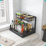 REALINN Under Sink Pull-Out Organizer – Sliding L-Shaped Cabinet Storage Shelf for Kitchen & Bathroom (Black, 2-Pack)