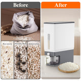 Large Capacity Rice Storage Dispenser – 25.4 lb Airtight Grain Container with Measuring Cup (Light Grey)
