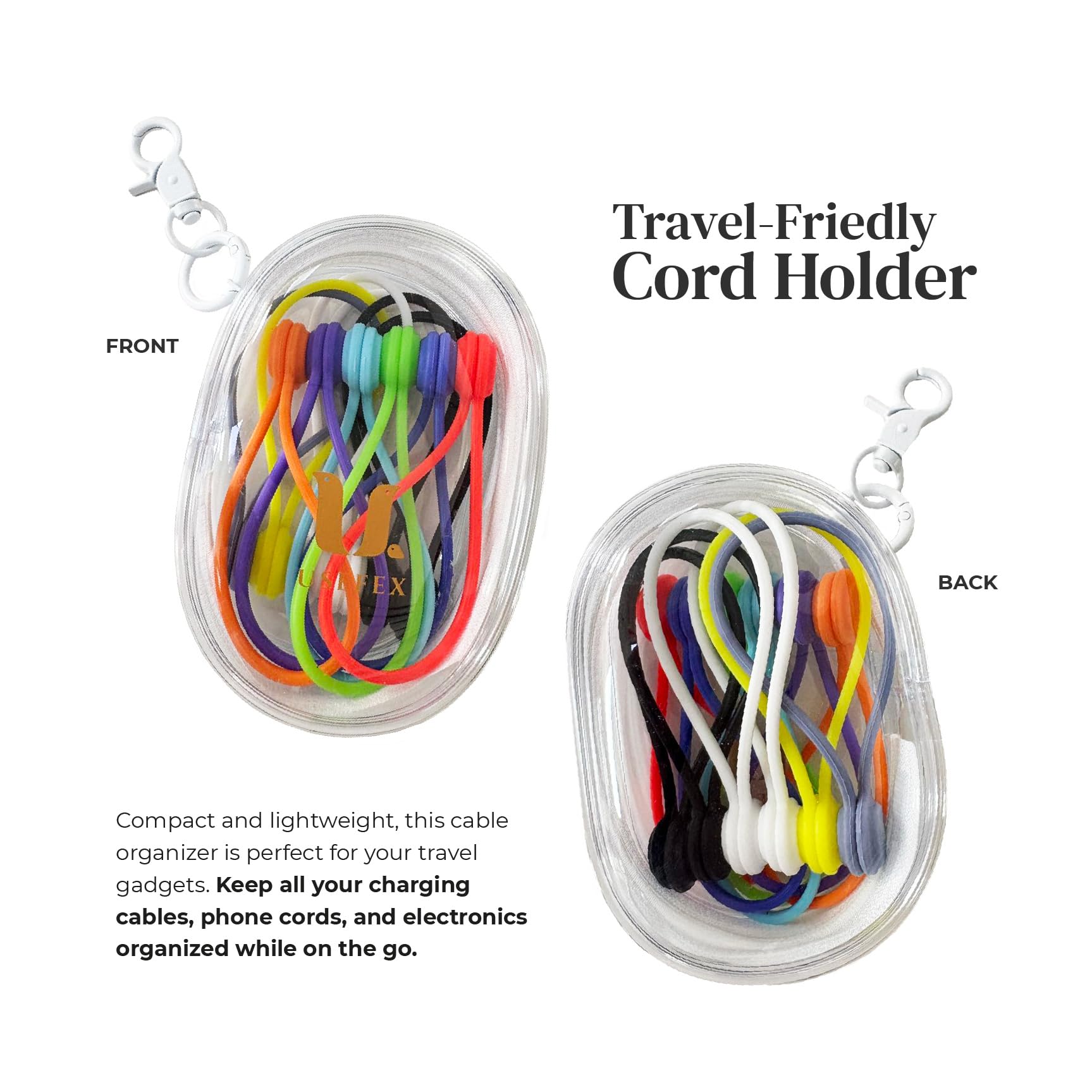 Magnetic Cable Organizer with Reusable Silicone Ties – Travel Cord Management Holder for Smart Devices Multicolor