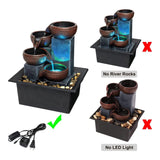 LED Mini Desktop Waterfall Fountain with Natural River Stones & ON/OFF Switch – Style 1