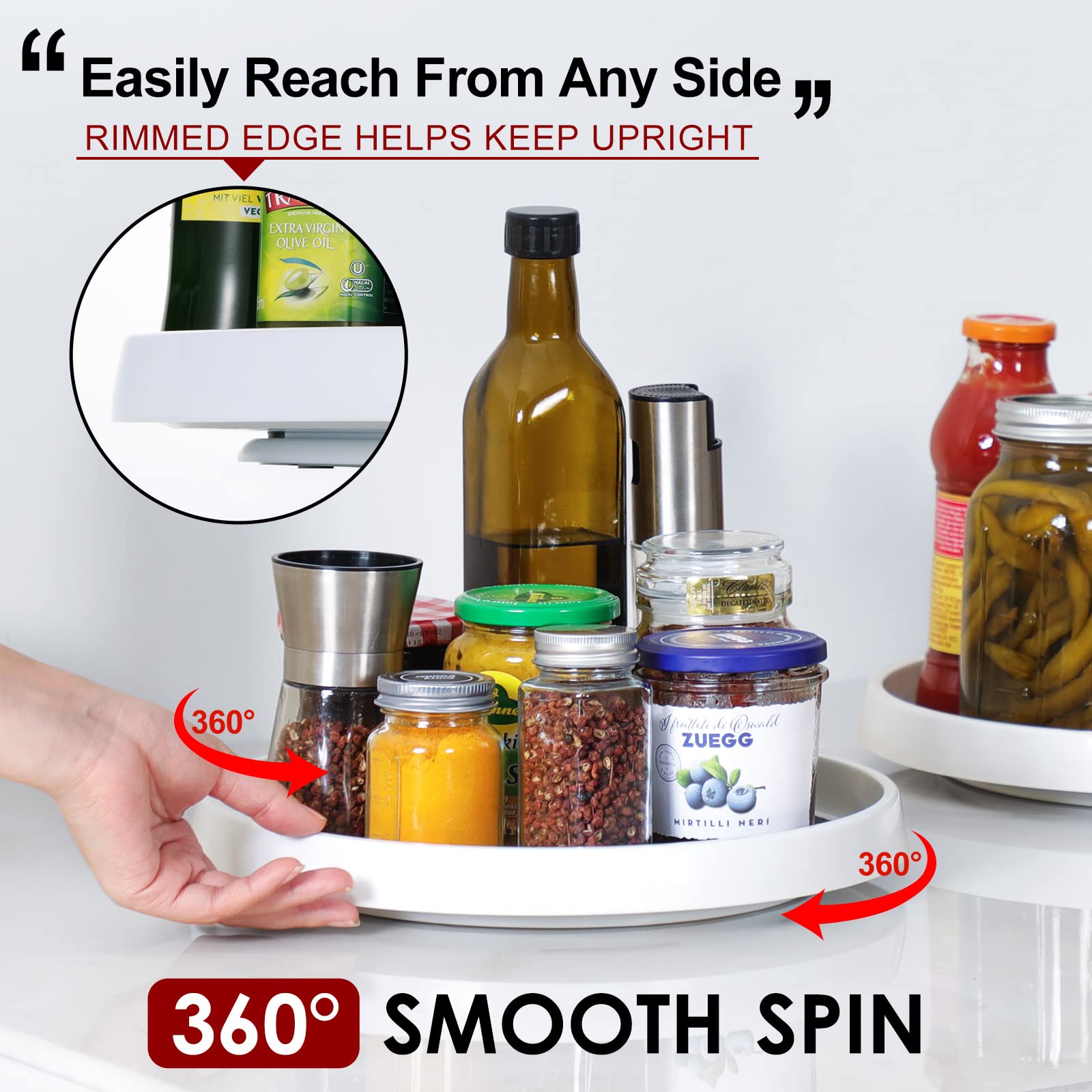 Non-Skid Lazy Susan Turntable Organizer (4-Pack, 10”) – Rotating Storage for Kitchen, Pantry, Fridge & Vanity