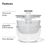 One-Touch Salad Spinner with Non-Slip Base for Lettuce, Herbs & Vegetables