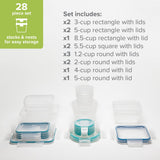28-Piece Airtight Food Storage Containers Set with Write & Erase Lids – BPA-Free Stackable Meal Prep Containers