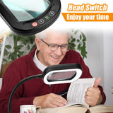Veemagni 10X Rectangular Magnifying Lamp with LED Light & Flexible Gooseneck Stand, 5 Color Modes Stepless Dimmable Desk Magnifier for Crafts Reading Repair – Black