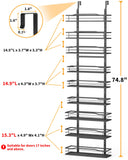 MOFOROCO 9-Tier Over-the-Door Pantry Organizer – Heavy-Duty Metal Hanging Storage Rack for Kitchen & Home (Black)