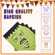 Halloween Party Plates & Napkins Set – 96 Pcs Orange, Purple & Green Ghost, Bat & Pumpkin Tableware for 24 Guests