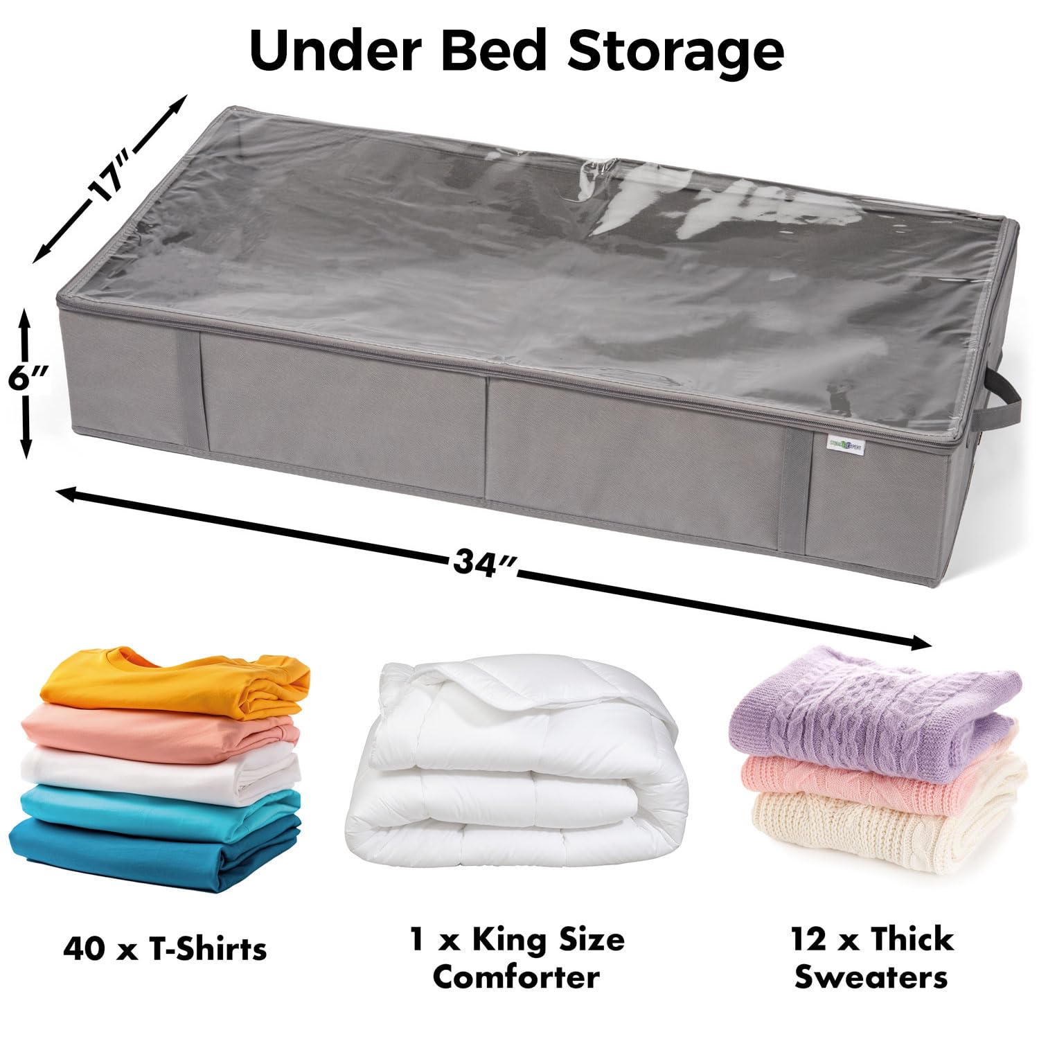 Under Bed Storage Containers (4-Pack) – Large Capacity Fabric Bins with Clear Lids for Clothes, Bedding & Closet Organization