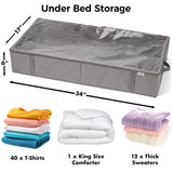 Under Bed Storage Containers (4-Pack) – Large Capacity Fabric Bins with Clear Lids for Clothes, Bedding & Closet Organization