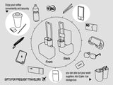 Suitcase Cup Holder for Luggage Handle – Travel Drink Holder with Phone & Passport Pocket
