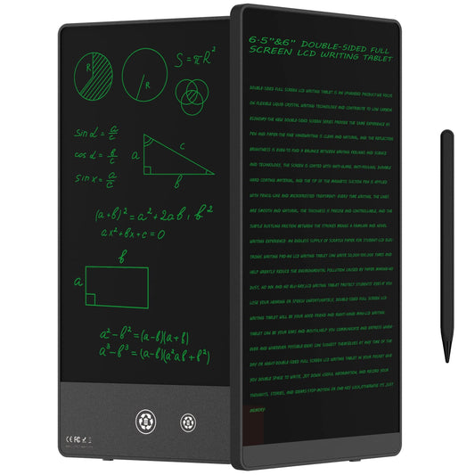 Ultra-Thin 6.5” Double-Sided LCD Writing Tablet – Portable Digital Scratch Pad & Communication Board (Black)