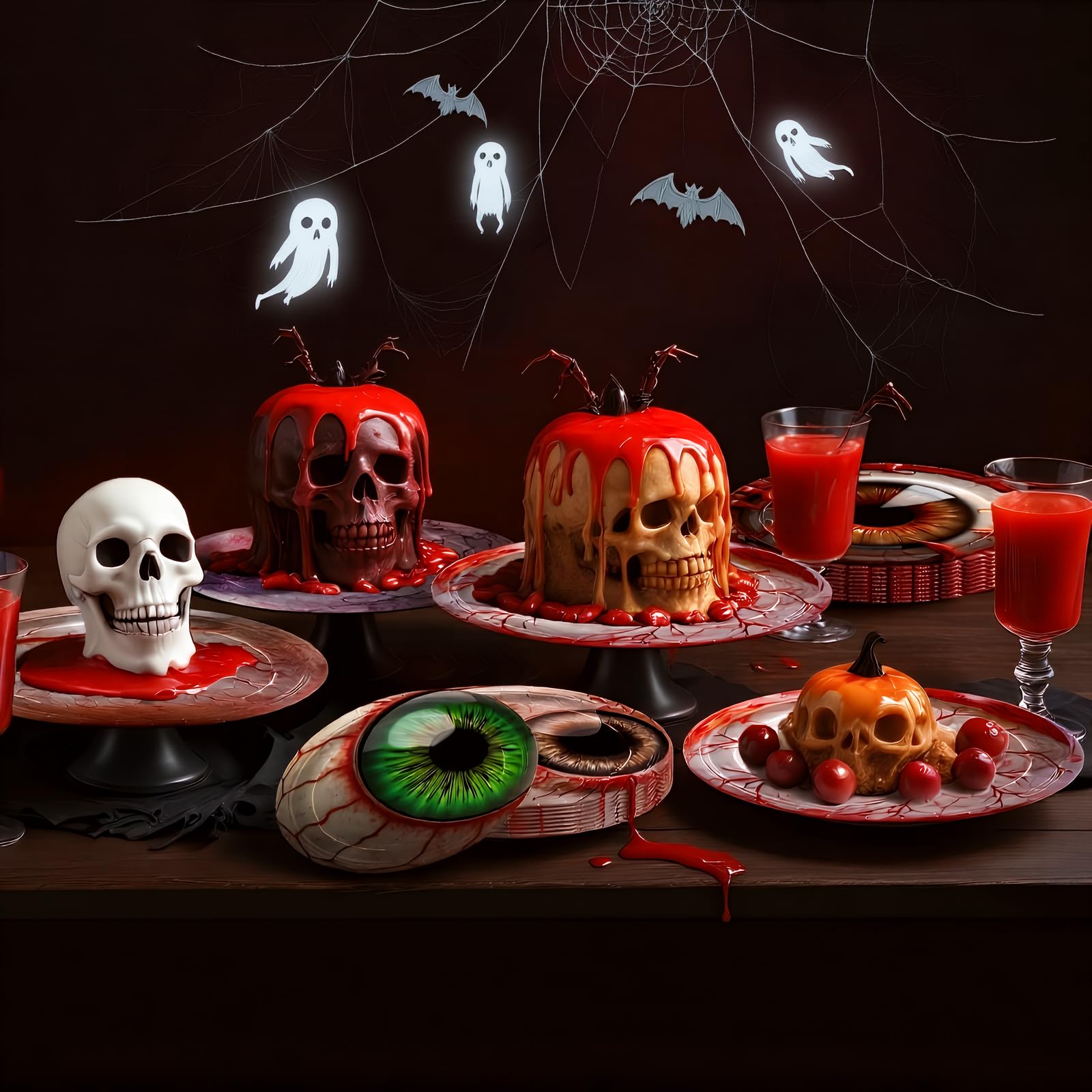Halloween Eyeball Plates Set – 96 Pcs Disposable Dinner & Dessert Plates with Scary Eyes Design for Spooky Parties