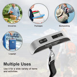 Portable Digital Luggage Scale with LCD Backlight – 110lb/50kg Capacity Travel Baggage Weight Scale with Data Lock & Rubber Grip Handle
