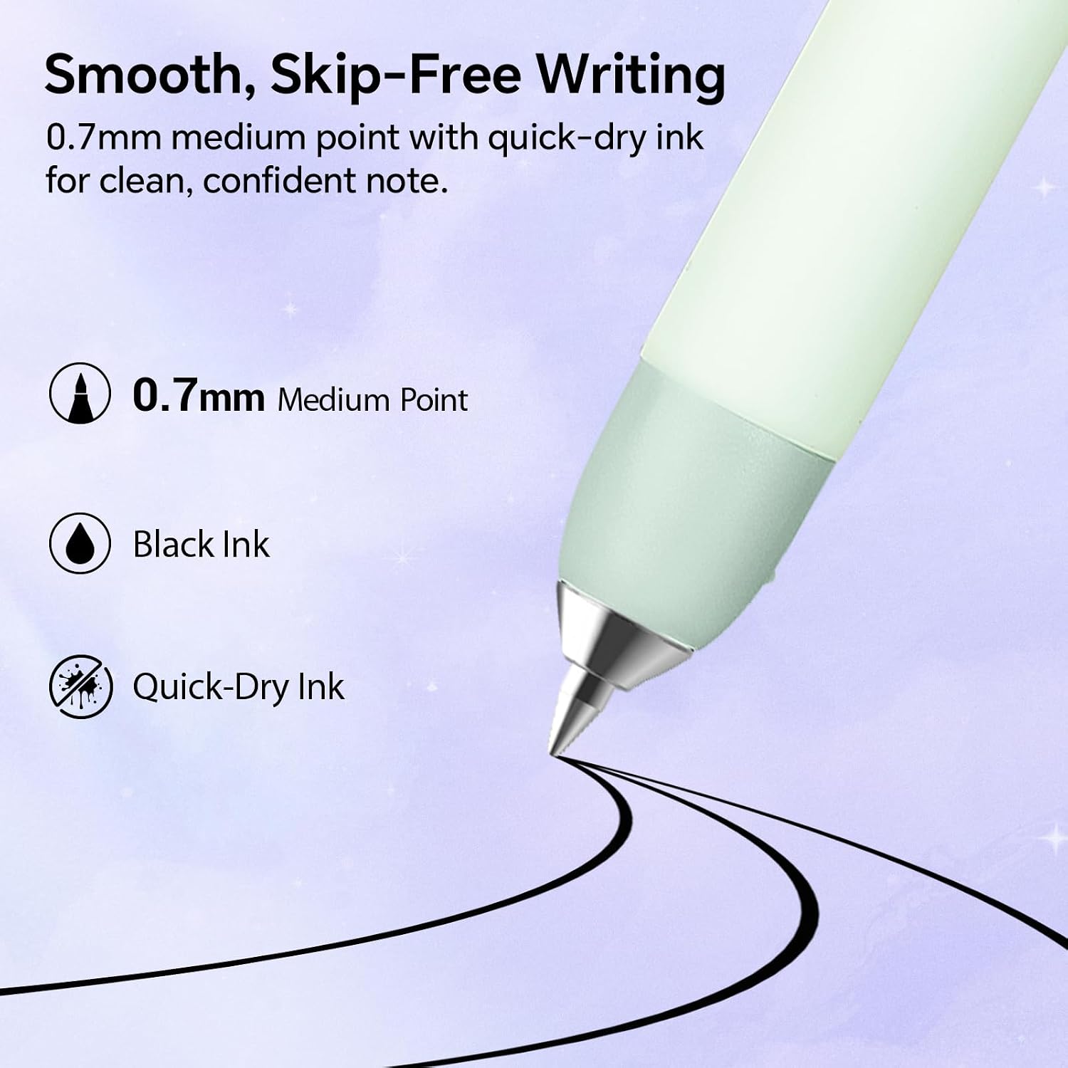 2-Pack Extendable 0.7 mm Black Gel Pens with Refills