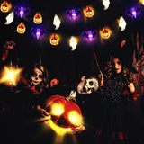 Pumpkin, Bat & Ghost Halloween String Lights – 30 LED 20Ft Battery Operated Waterproof Lights with Timer & 8 Lighting Modes (Indoor/Outdoor Décor)