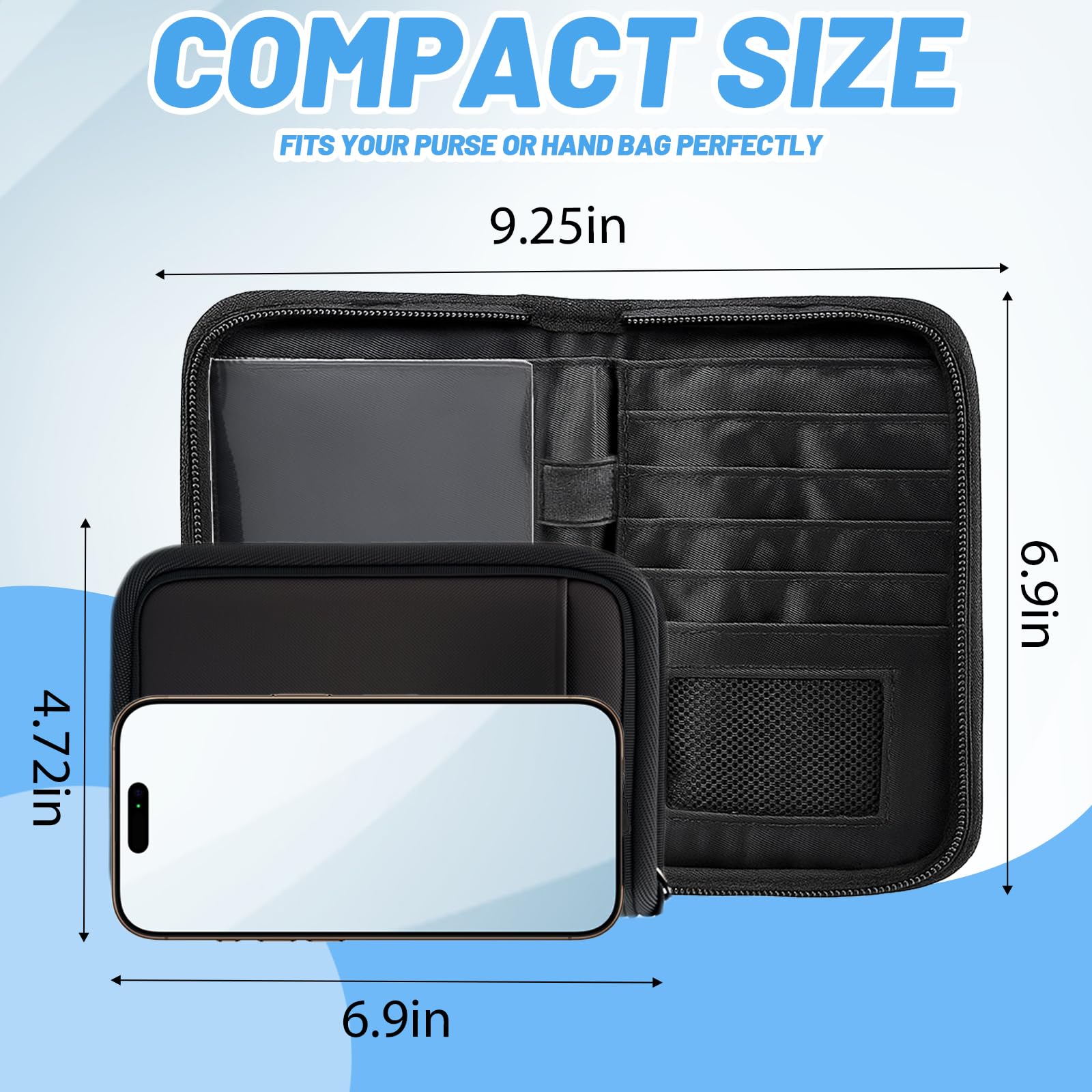 RFID Blocking Passport Holder Travel Wallet – Family Travel Document Organizer (Black)