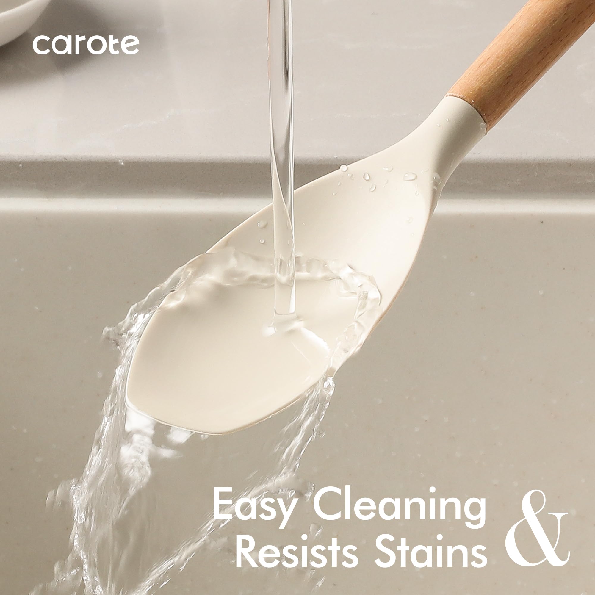 22-Piece Silicone Kitchen Utensil Set with Wooden Handles – Durable Core, Non-Stick Safe (Cream White)