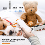 Rechargeable Dog Nail Grinder with 4 LED Lights & Type-C Charging – 3-Speed Quiet Pet Nail Trimmer (White)