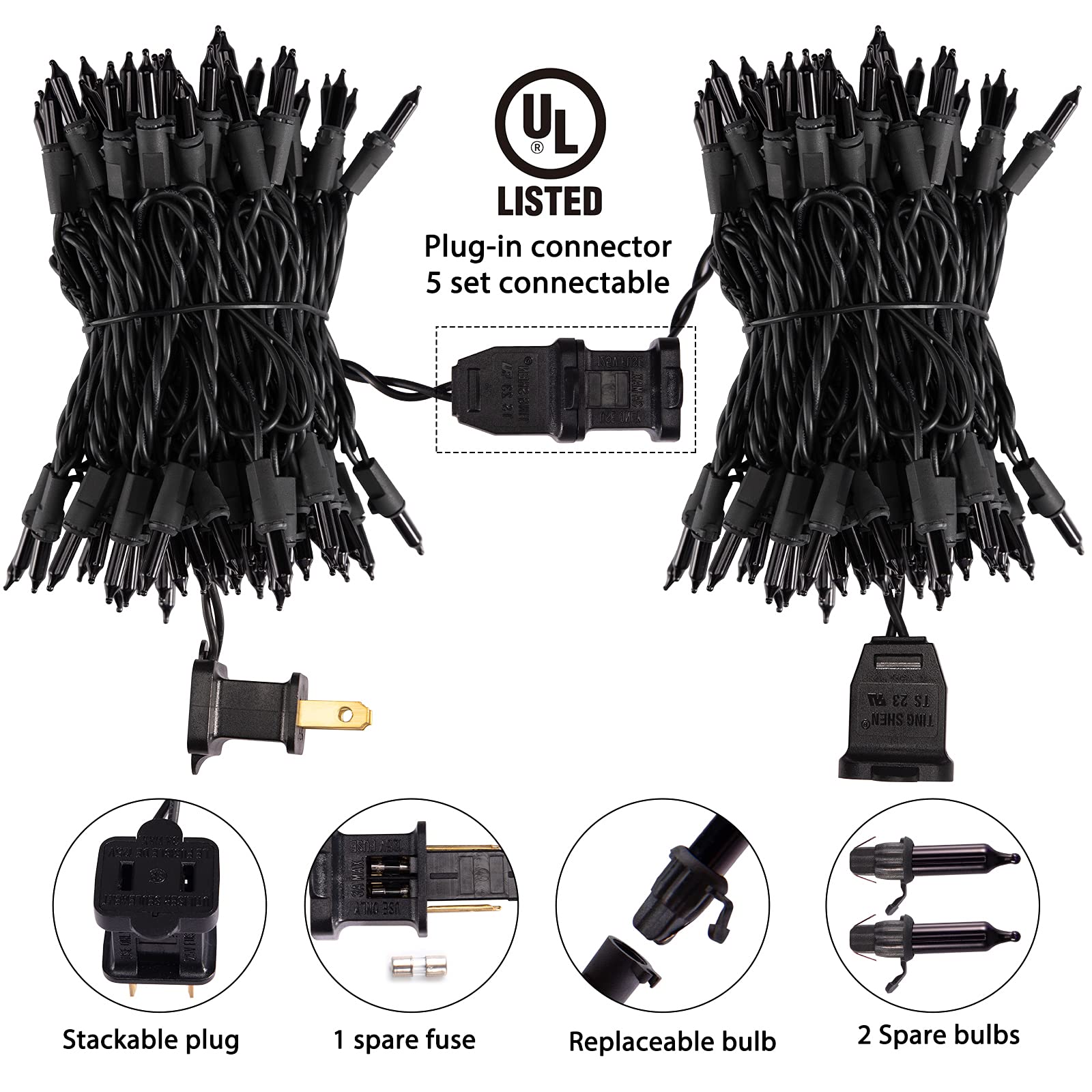 25FT Purple Halloween String Lights – 100 Mini Incandescent Bulbs, Connectable up to 125FT, Indoor/Outdoor UL Certified (Purple)