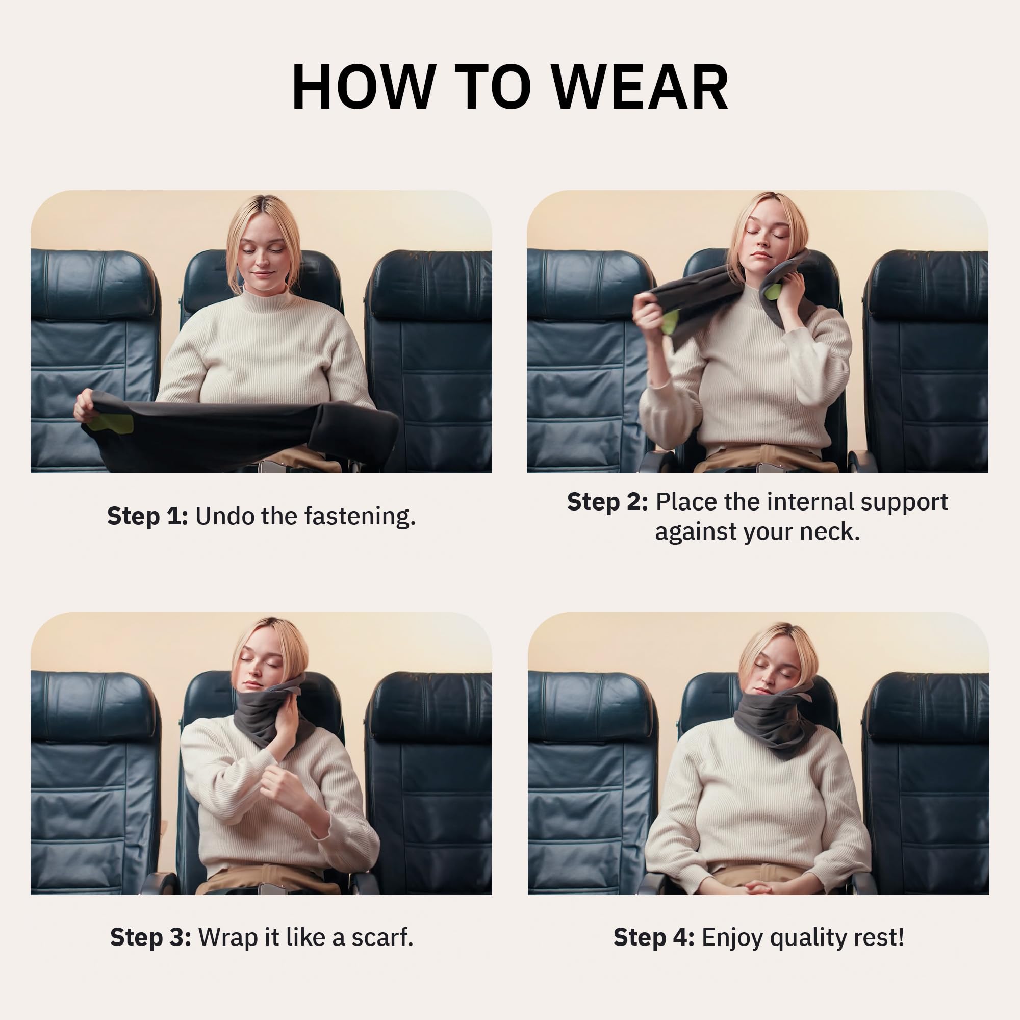 Ergonomic Travel Neck Pillow for Airplanes – Lightweight Neck Support Pillow with Patented Head Support System