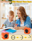 Kids Pomodoro Flip Cube Timer with Visual LED Time Ring, Silent Focus Mode & USB-C Rechargeable – Orange