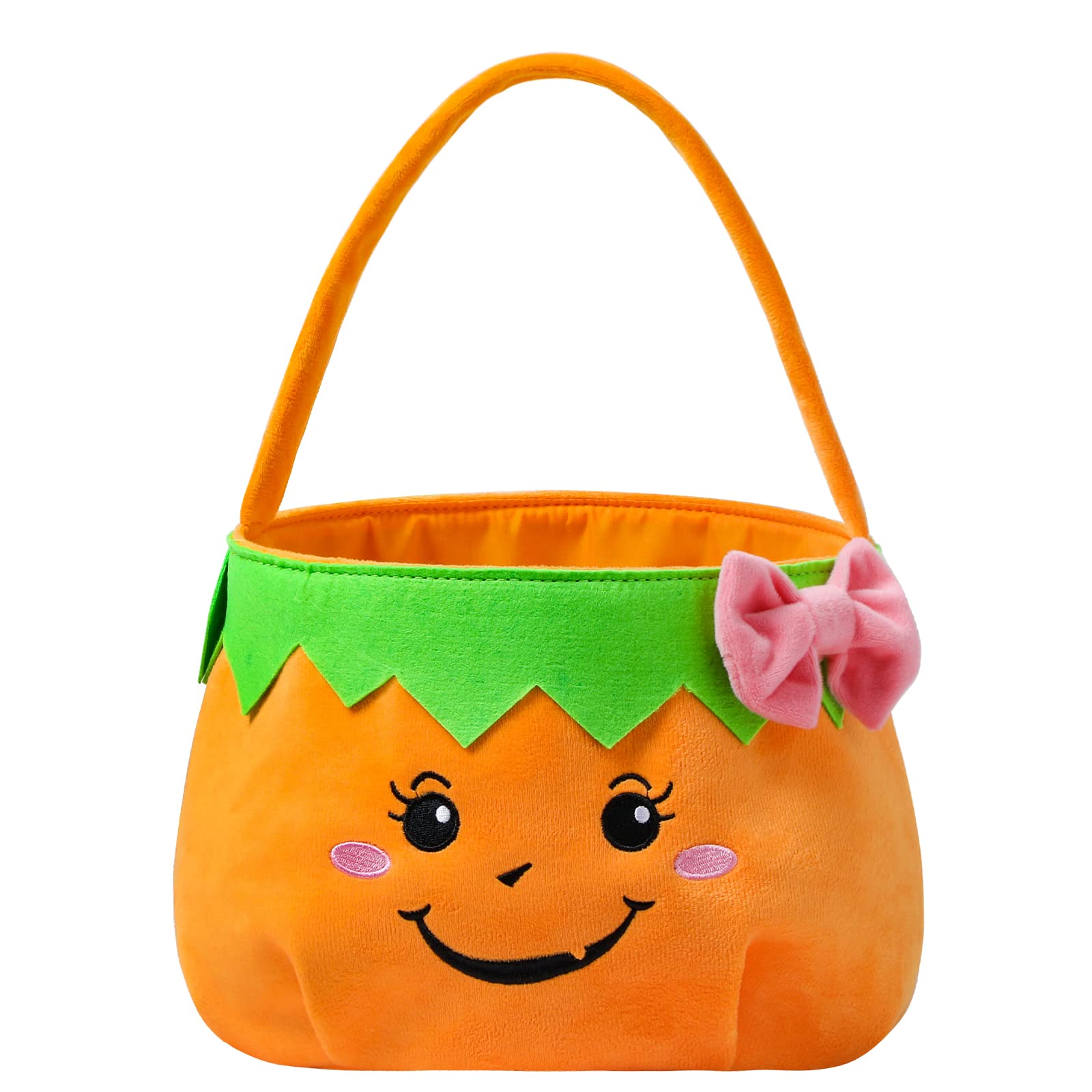 Plush Pumpkin Halloween Trick or Treat Bucket – Soft Reusable Candy Bag for Kids & Toddlers