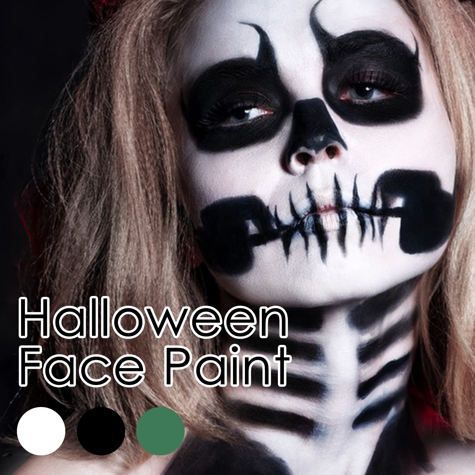 White Black Green Face Paint Stick Set – Waterproof Cream Makeup for Sports, Halloween & Cosplay
