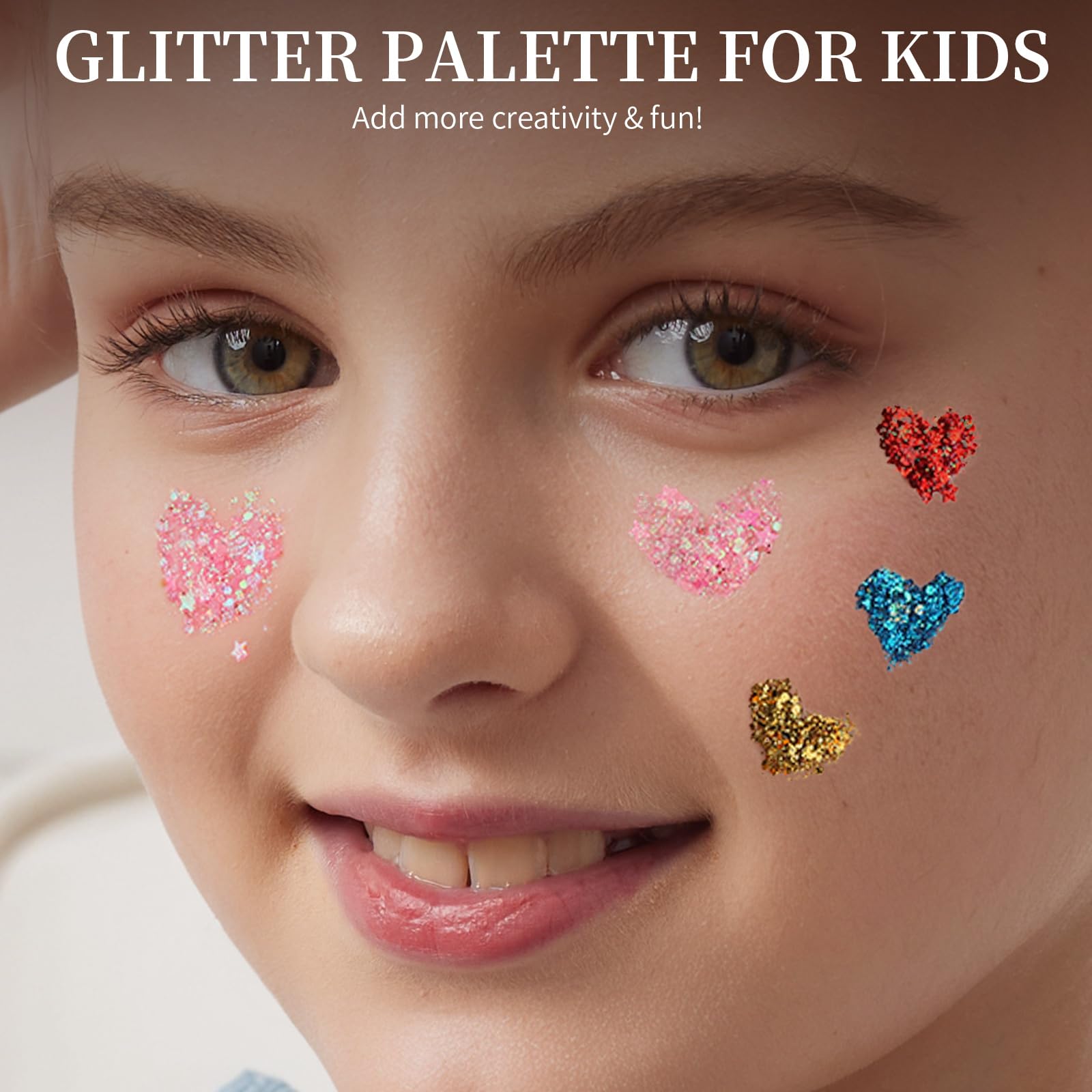 FANDAMEI 18-Color Glitter Gel Palette – No-Glue Body & Face Glitter Makeup for Festivals, Halloween & Parties